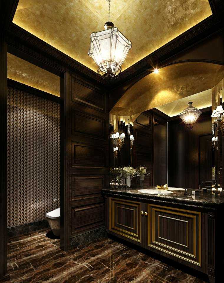 baño estilo lujoso elementos dorados