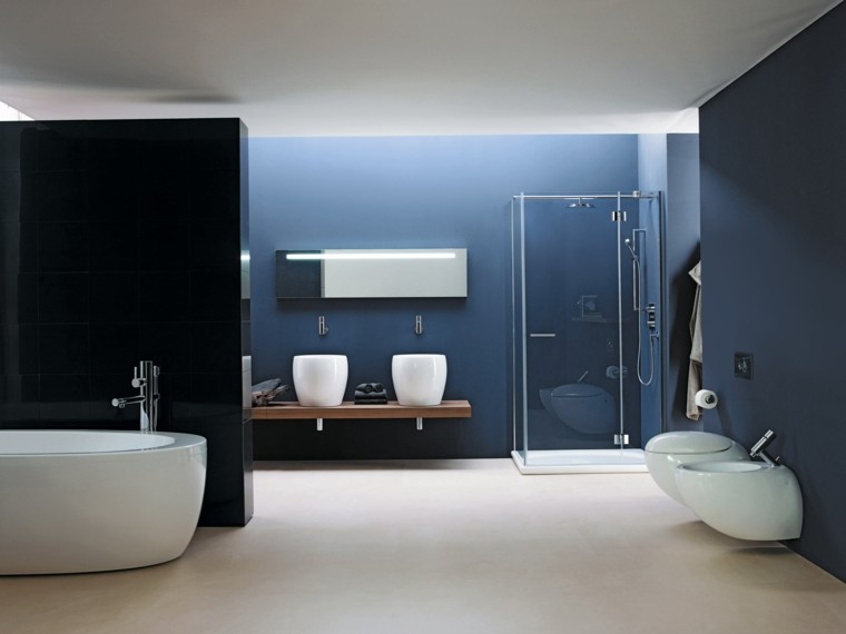 baño modderno color azul negro