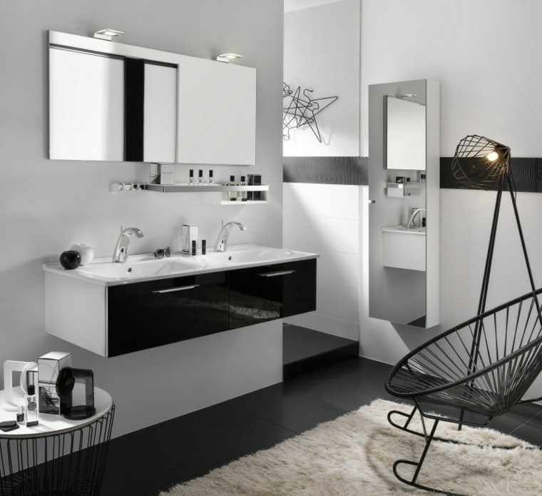 baño diseño moderno blanco gris