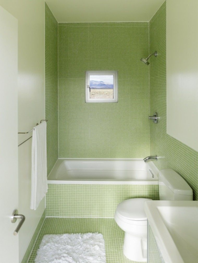 baño estilo retro mosaico verde
