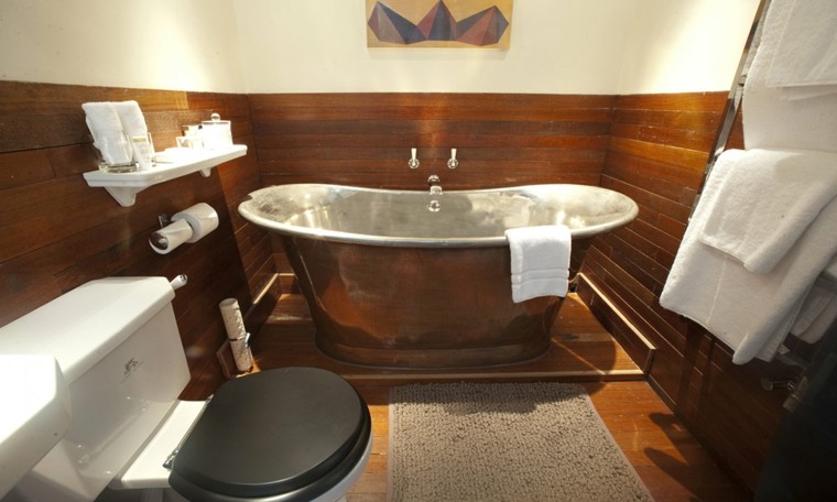 baño estilo retro revestimiento madera