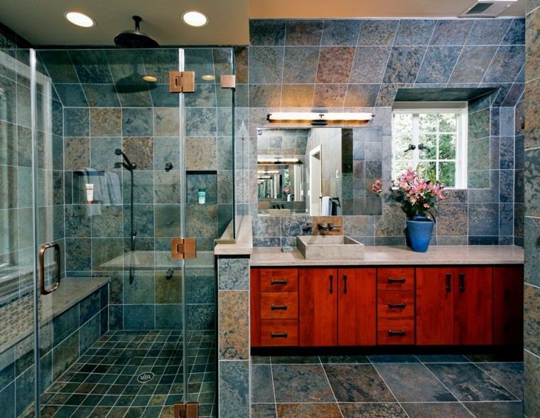baño moderno azulejos colores azules