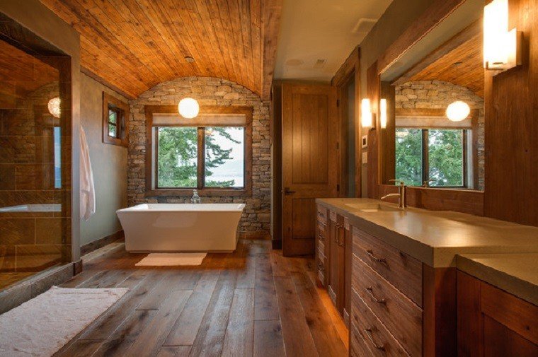 baños rusticos diseño calido amplio acogedor
