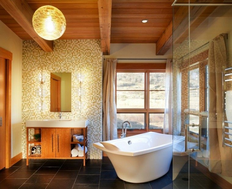 baños rusticos diseño moderno estilo calido