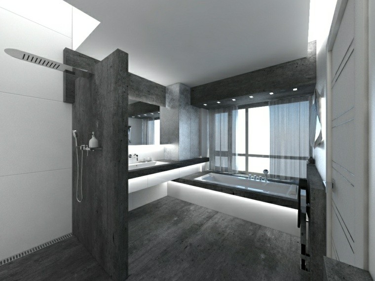 cuarto baño moderno color gris