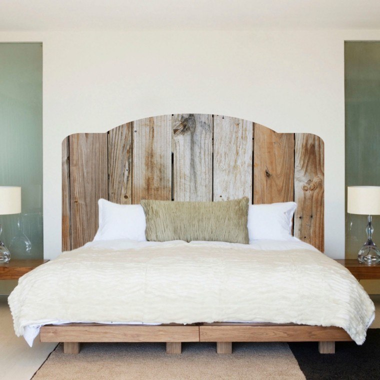 bonito diseño cama cabecero madera