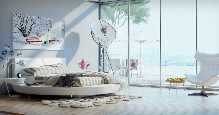 cabecero cama dormitorio moderno pltaforma redonda ideas