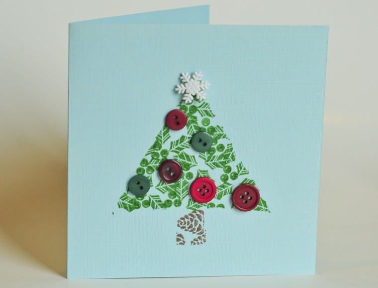 arbol con botones carta navidad saludo cartulina botones