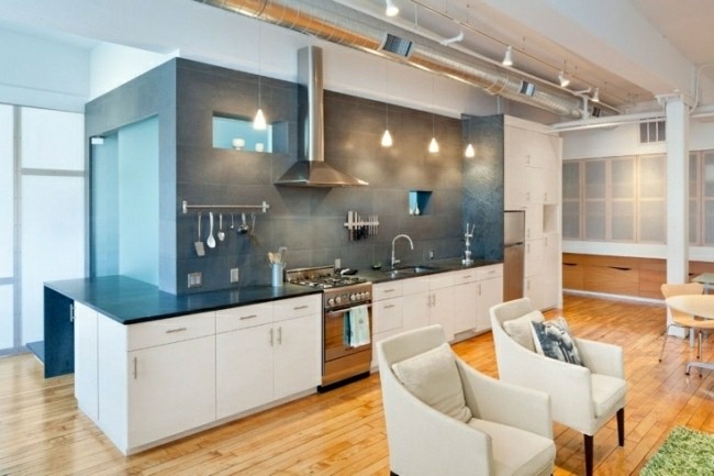 cocina estilo industrial suelo madera