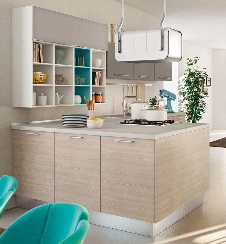 diseño de cocina moderna beige y turquesa diseño cocina moderna beige turquesa