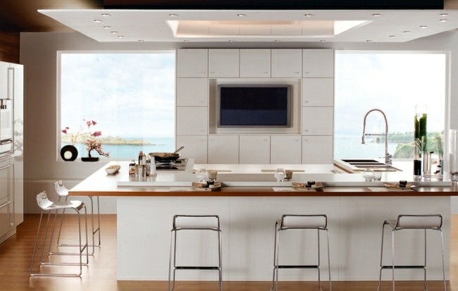 cocina moderna blanco madera vistas