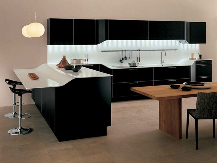 diseño cocina moderna muebles negros