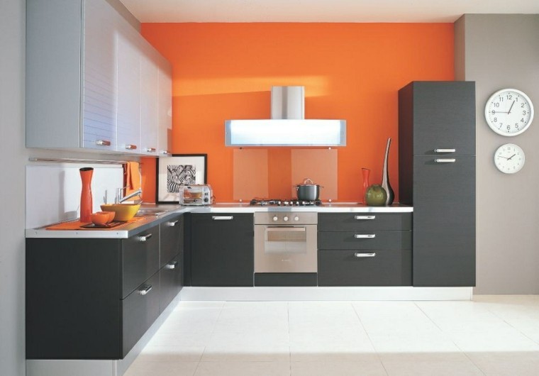 cocinas pintadas pared naranja
