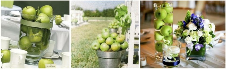 collage decoracion manzanas verdes
