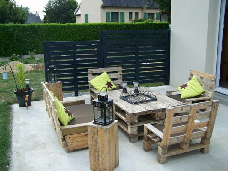conjunto muebles terraza hechos palets