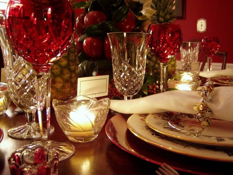 cristalería roja decoración navidad
