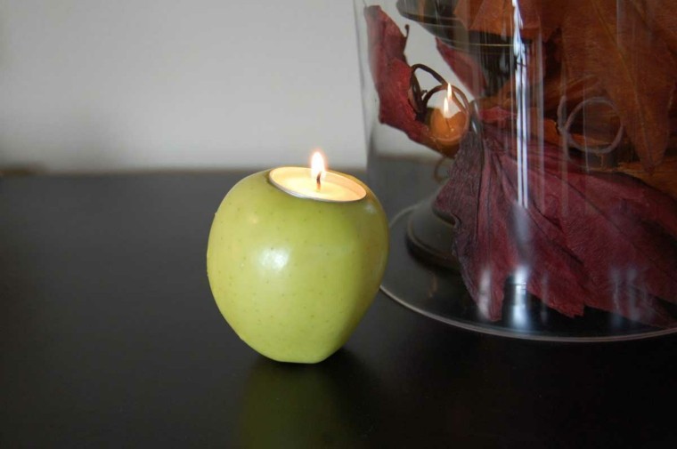 ideas de decoracion manzana verde vela