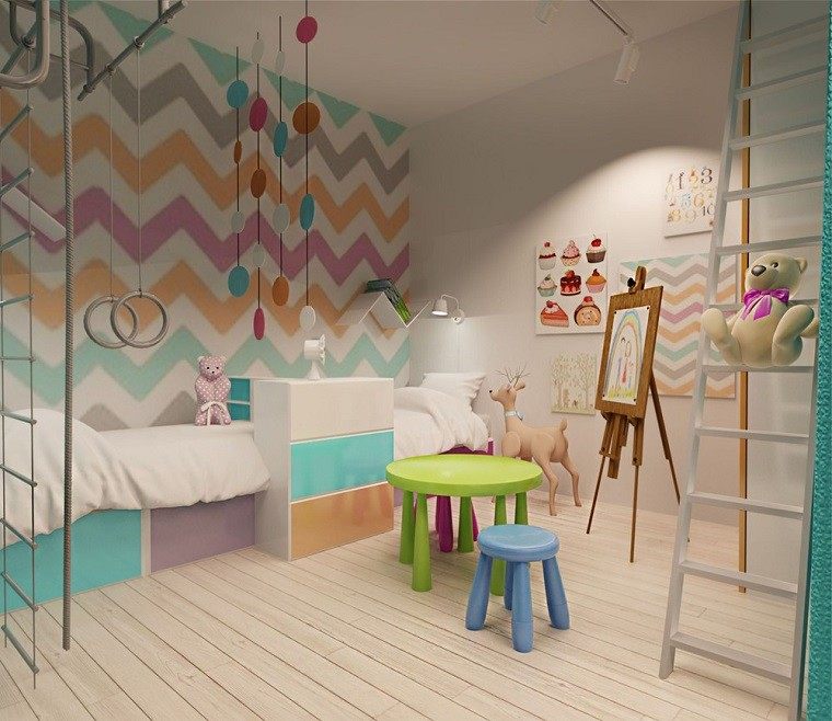 decoracion apartamentos modernos mesita sillas colores dormitorio ninos ideas
