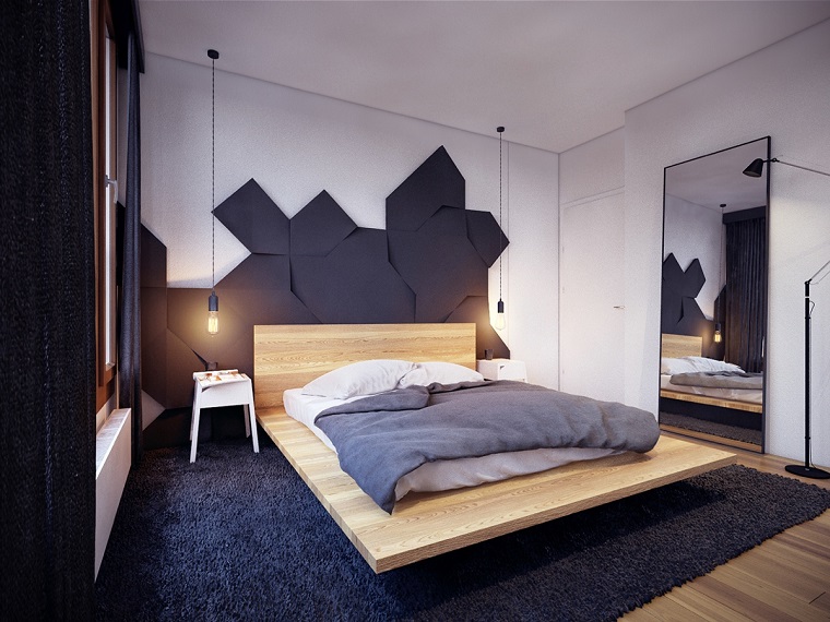 decoracion apartamentos modernos pared decorada creatividad cama madera ideas