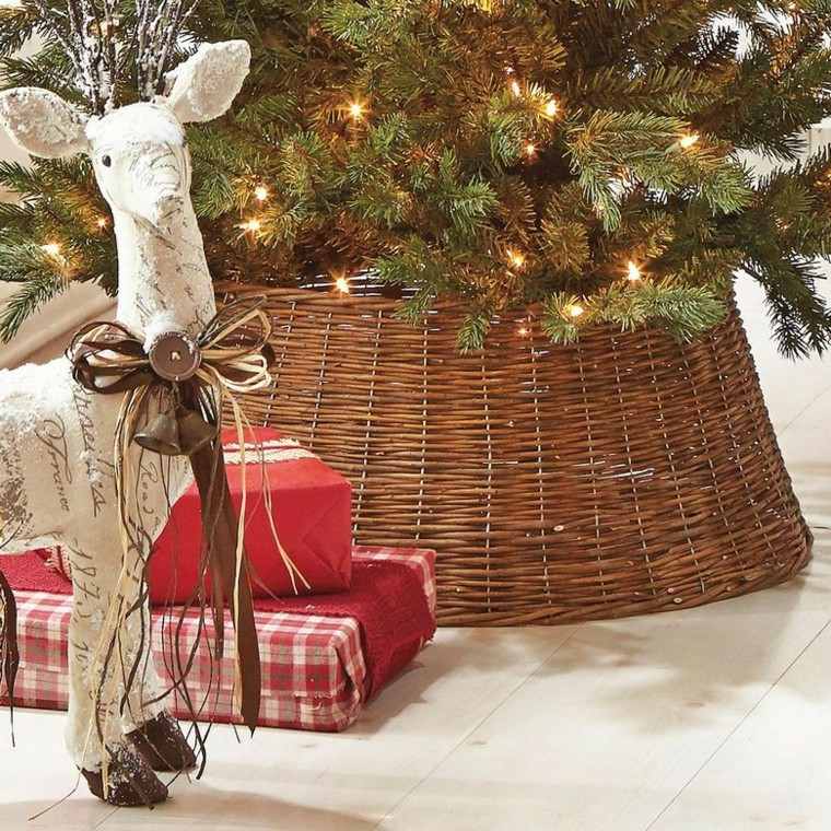 decoracion de navidad chimenea reno cesto arbol ideas