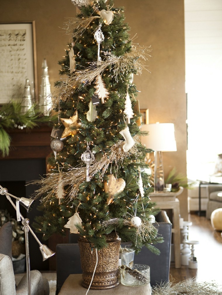 arbol con maceta decoracion de navidad dorados adornos maceta