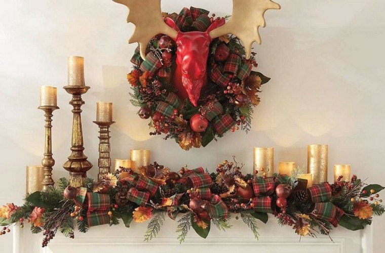 decoracion de navidad estilo americano reno pared velas ideas