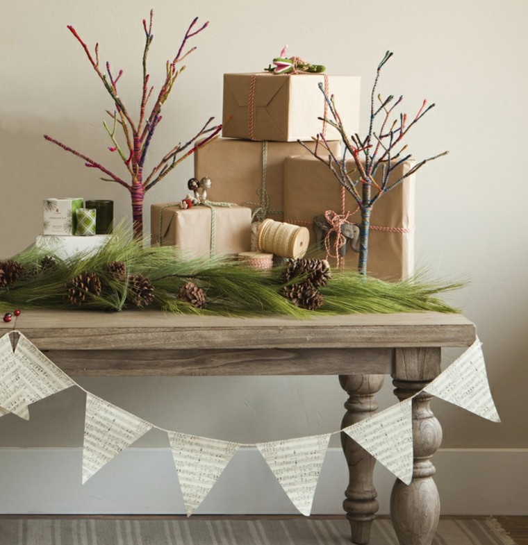 mesa rustica decoracion de navidad mesa paiaje ramas