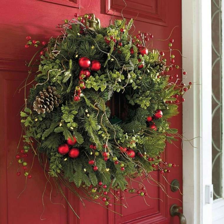 decoracion navidad estilo americano guirnalda puerta ideas
