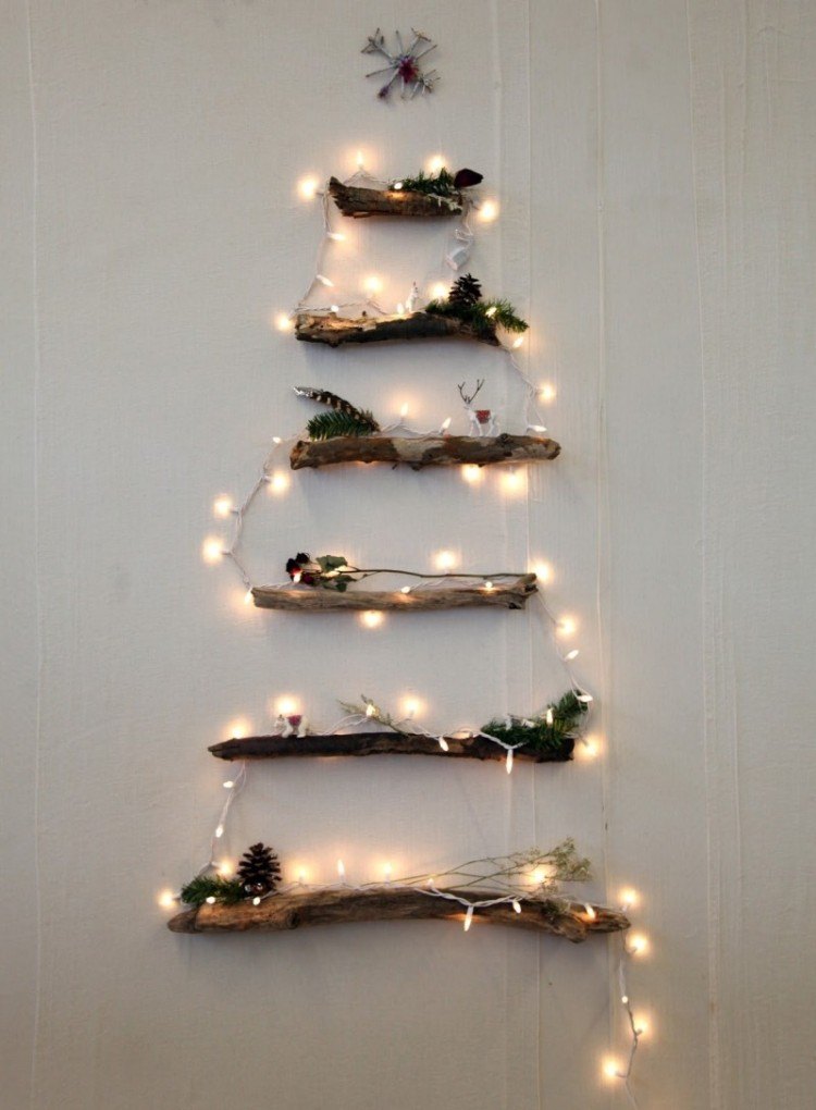 decoracion navidena escandinava ramas secas pared arbol ideas