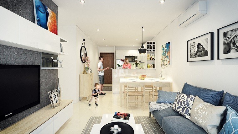 diseño cocinas abiertas salon apartamento urbano pequeno ideas