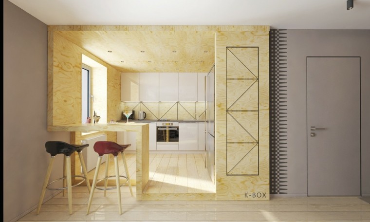 diseno estilo rustico cocina muebles paredes madera interesante ideas