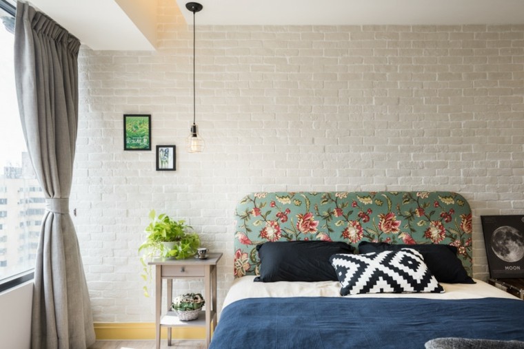 diseno estilo rustico respaldo cama motivos florales ideas