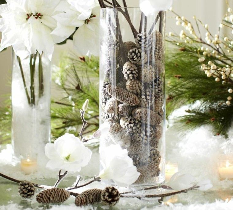 diseño adornos navideños natural conos vidrio