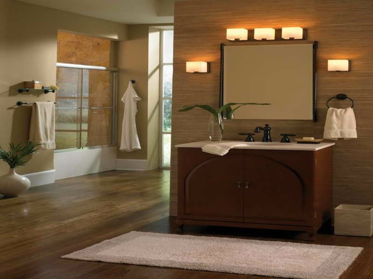 diseño baño moderno revestimiento madera
