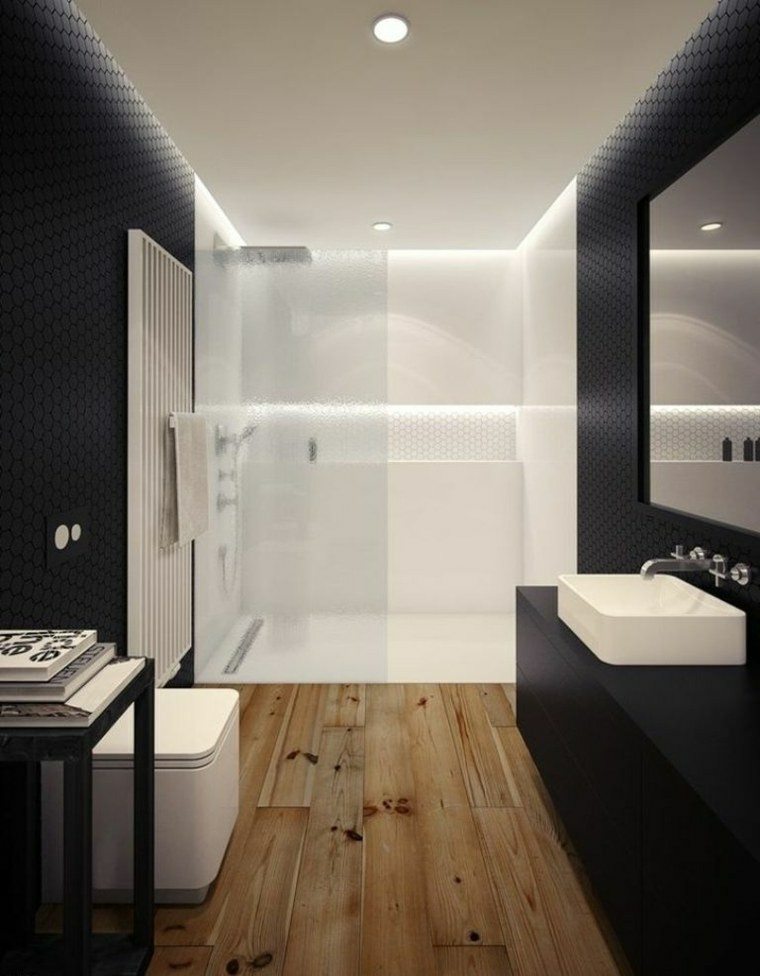 diseño baño paredes color negro