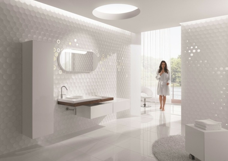 diseño blanco lujo baño espejo