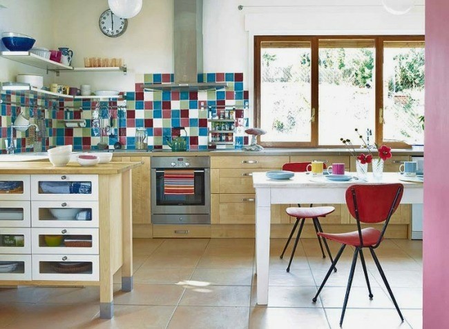 diseño cocina moderna azulejos colores
