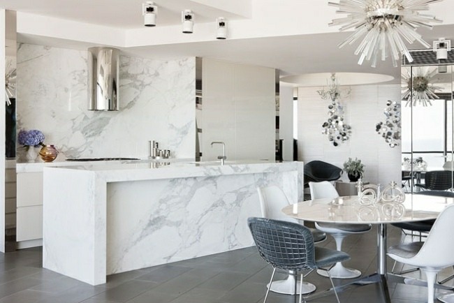diseño cocina moderna isla marmol