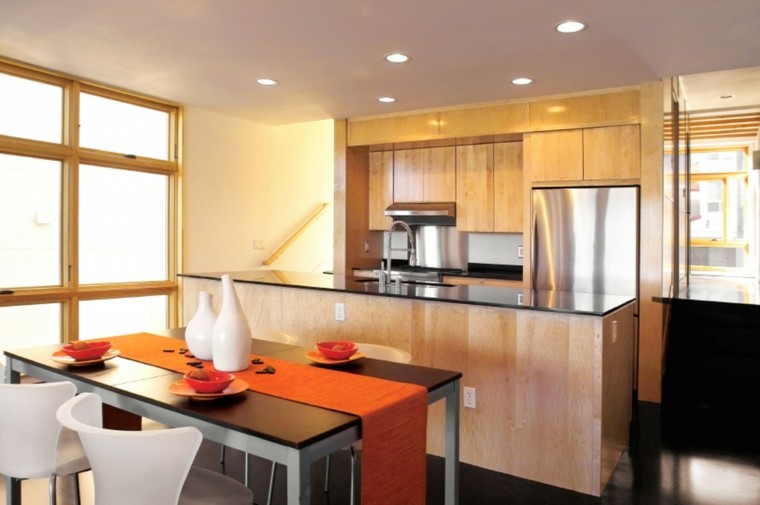 diseño cocina mantel color naranja