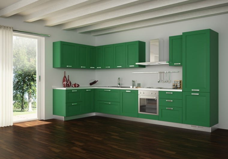 diseño cocina moderna color verde