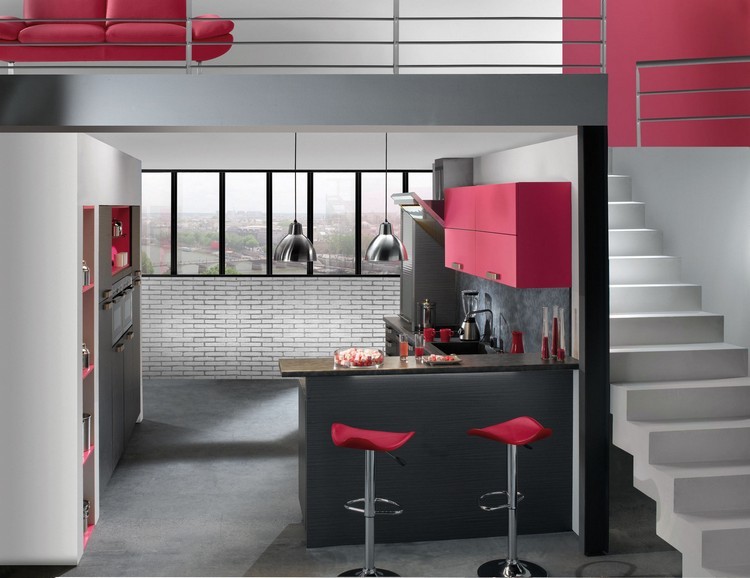 diseño de cocina en gris y rojo diseño cocina gris y rojo
