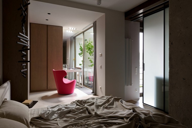 diseño dormitorio sillon color rojo
