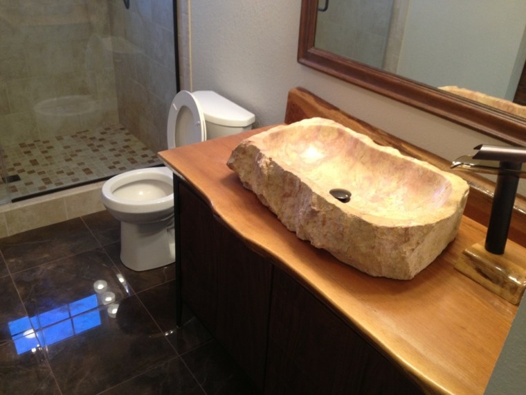 Cuartos de baño rusticos - 50 ideas con madera y piedra