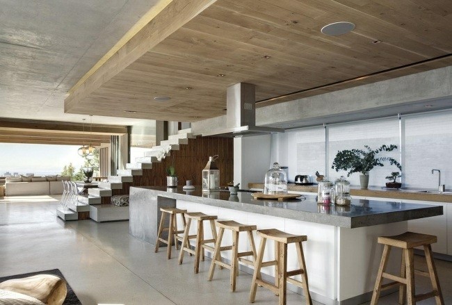 diseño minimalista techo madera