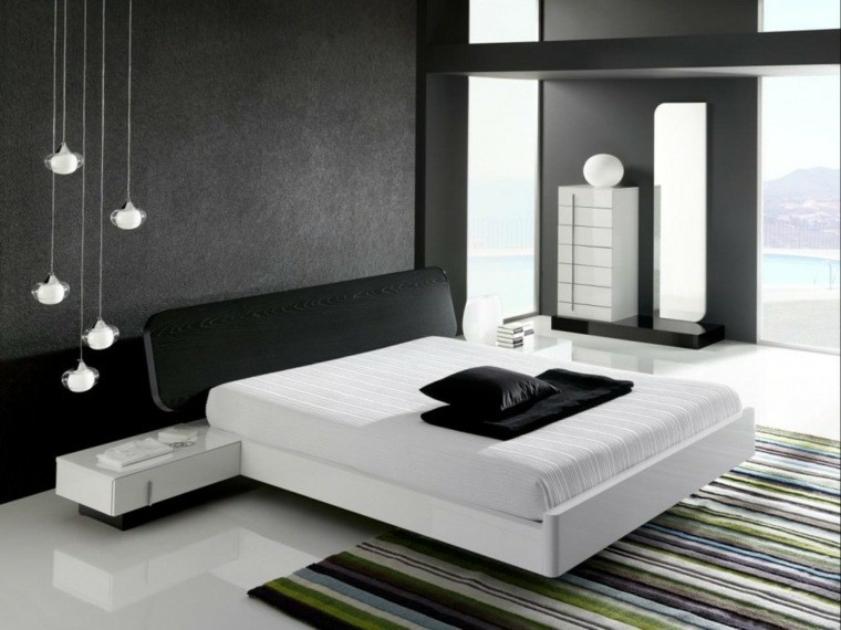 diseño dormitorio tonos grises negro