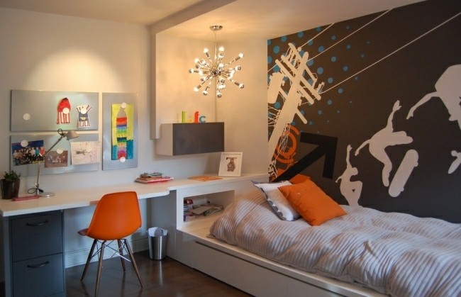dormitorio juvenil silla naranja