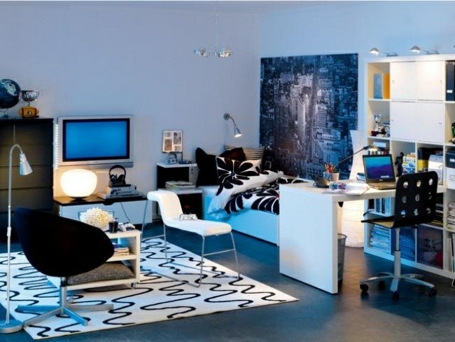 dormitorio estilo moderno color azul