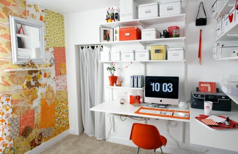 estupendo diseño escritorio juvenil naranja