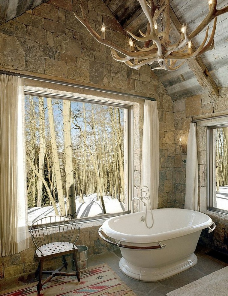 Cuartos de baño rusticos - 50 ideas con madera y piedra
