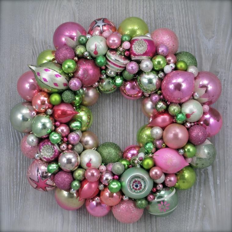 guirnalda bolas color rosa verde